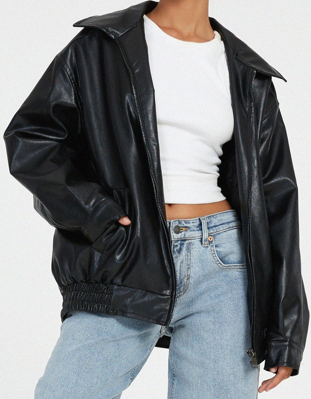 Sara - Oversized Loose Leather Jacket