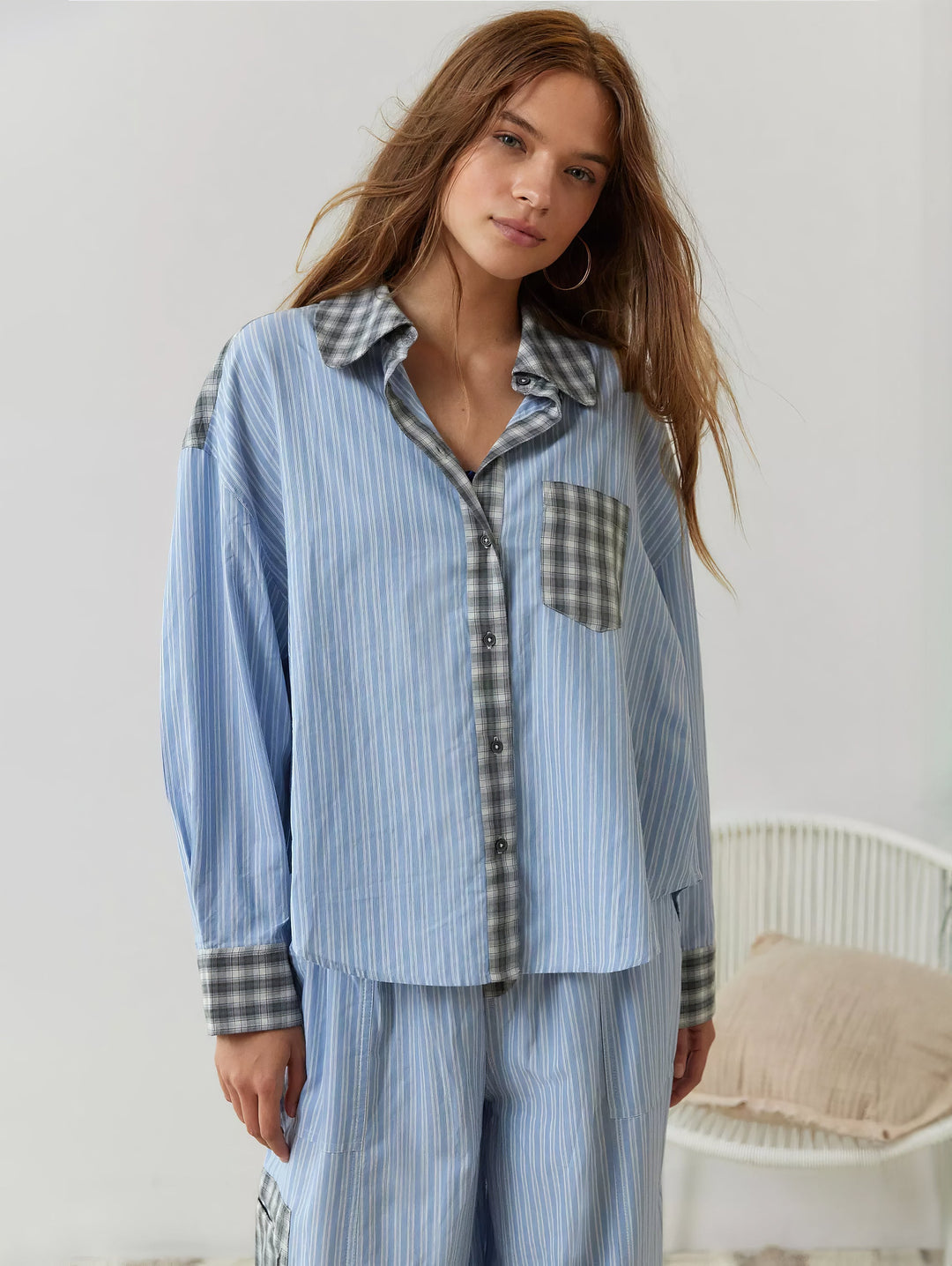 Ava 2-Piece Women's Loungewear – Checked Pajamas