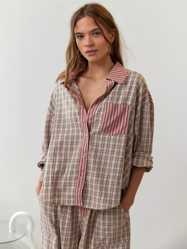 Ava 2-Piece Women's Loungewear – Checked Pajamas