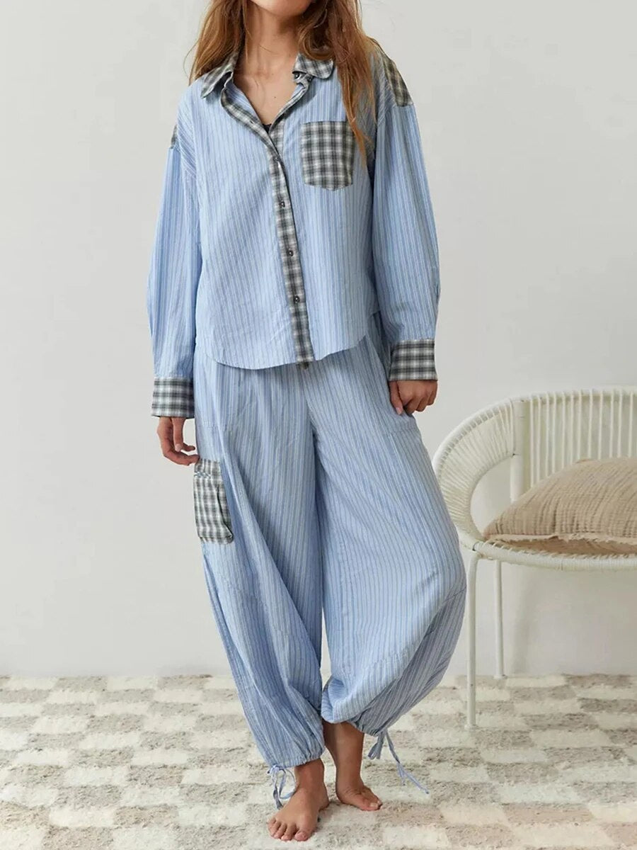 Ava 2-Piece Women's Loungewear – Checked Pajamas