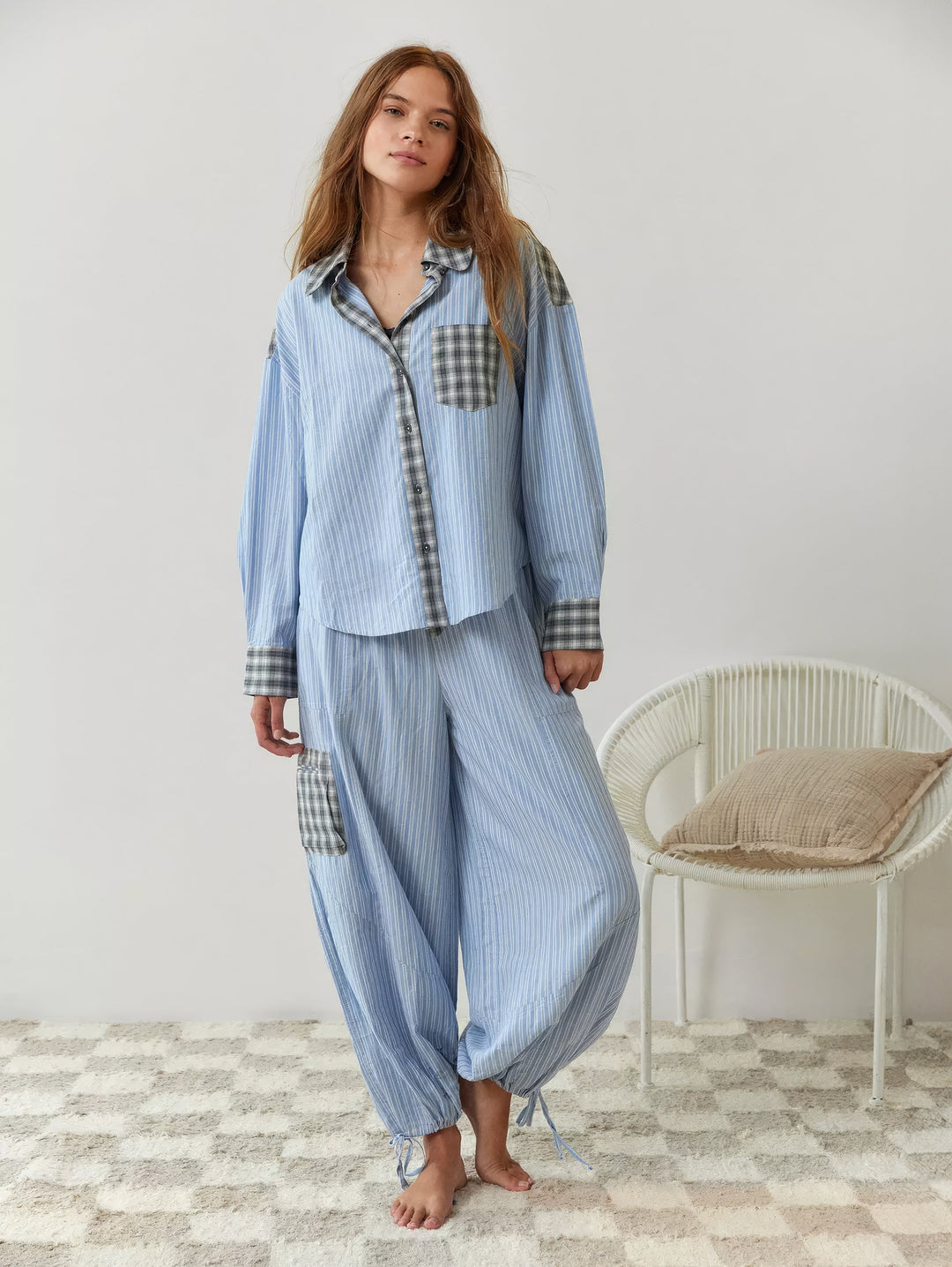 Ava 2-Piece Women's Loungewear – Checked Pajamas