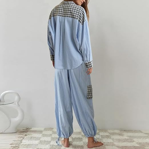 Ava 2-Piece Women's Loungewear – Checked Pajamas