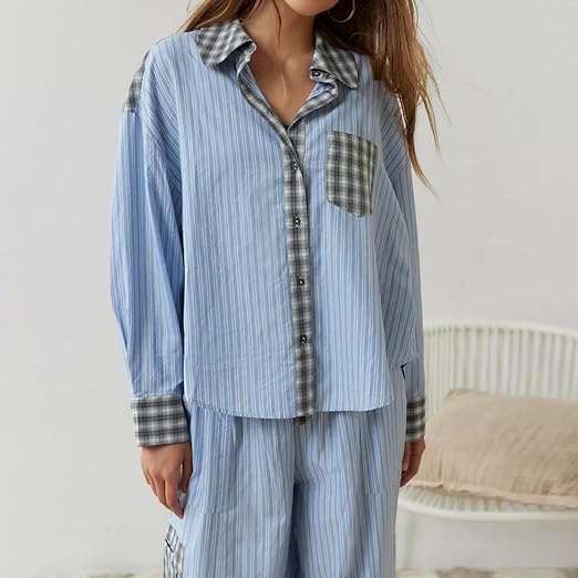 Ava 2-Piece Women's Loungewear – Checked Pajamas