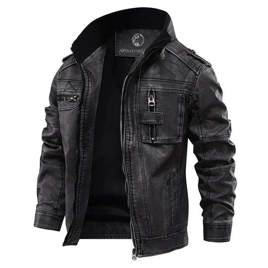 Allan - Classic Black Leather Jacket for Men