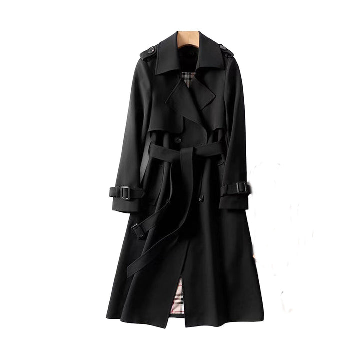 Avery Double-Breasted Long Trench Coat with Belt