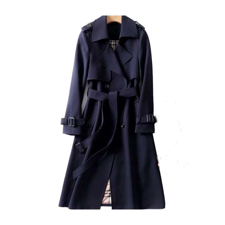 Avery Double-Breasted Long Trench Coat with Belt