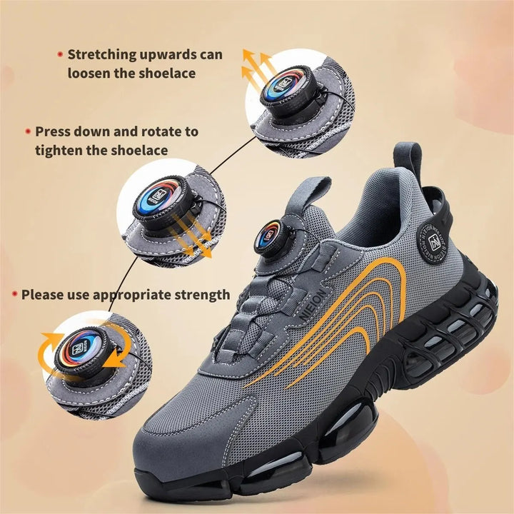 Henner Z90 - Ultralight and Durable Safety Shoes with Rotary Buckle & Steel Toe Cap