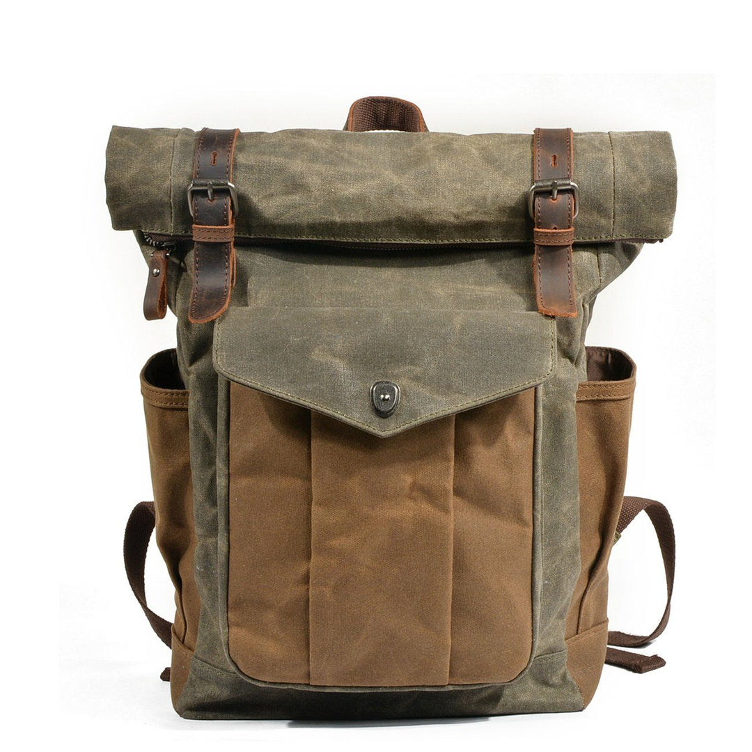 Waxed Coated Canvas Rolltop Backpack | MARSEILLE