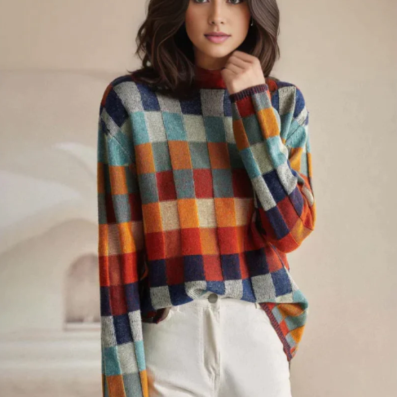 Ivana - Patchwork Turtleneck Sweater by Couture