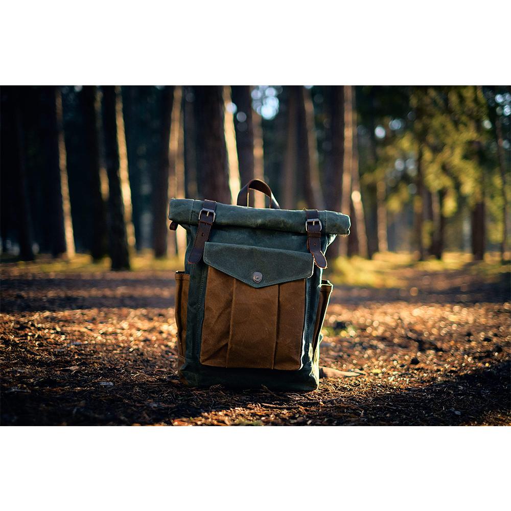 Waxed Coated Canvas Rolltop Backpack | MARSEILLE