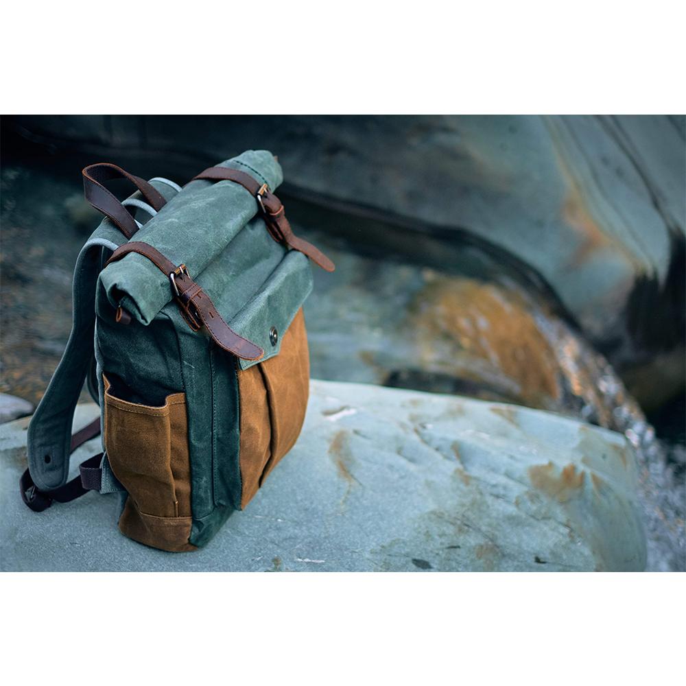 Waxed Coated Canvas Rolltop Backpack | MARSEILLE