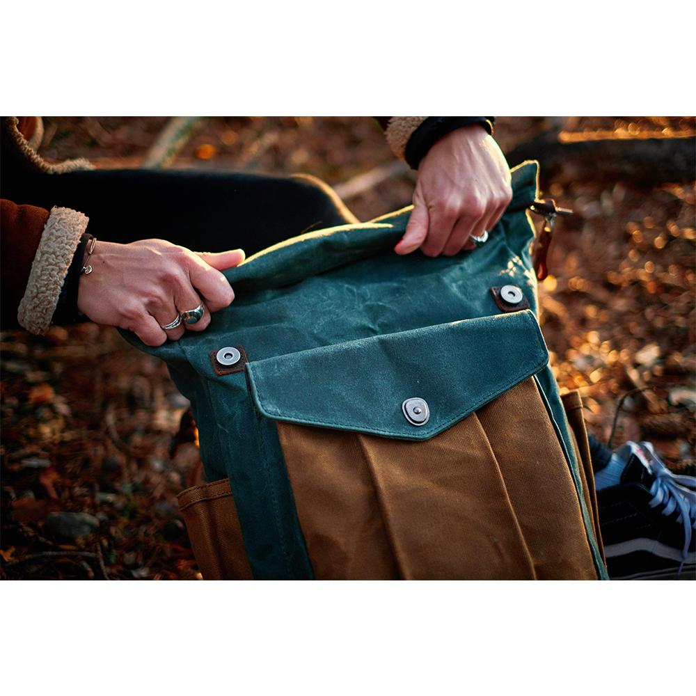 Waxed Coated Canvas Rolltop Backpack | MARSEILLE