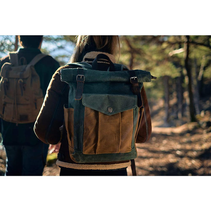 Waxed Coated Canvas Rolltop Backpack | MARSEILLE