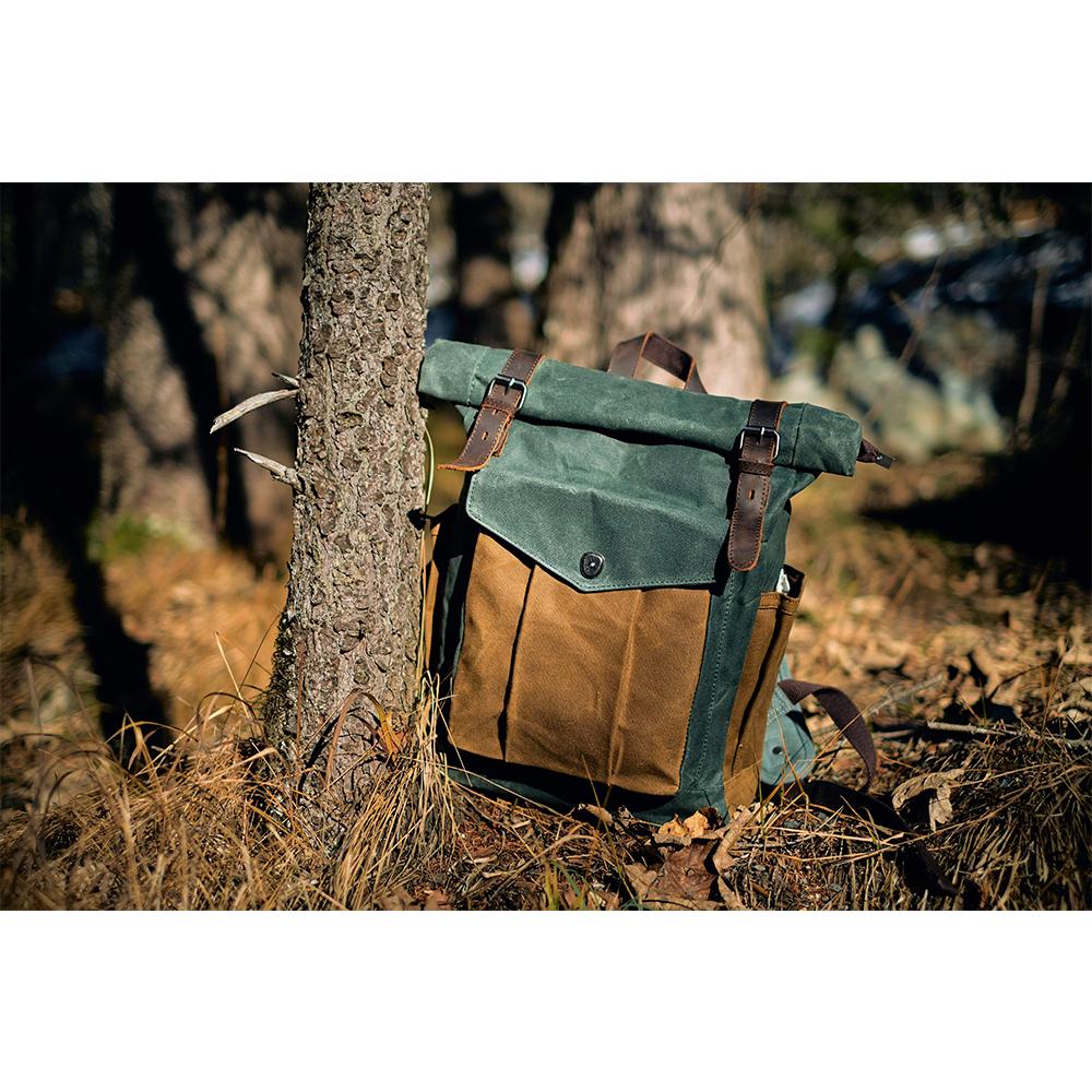 Waxed Coated Canvas Rolltop Backpack | MARSEILLE